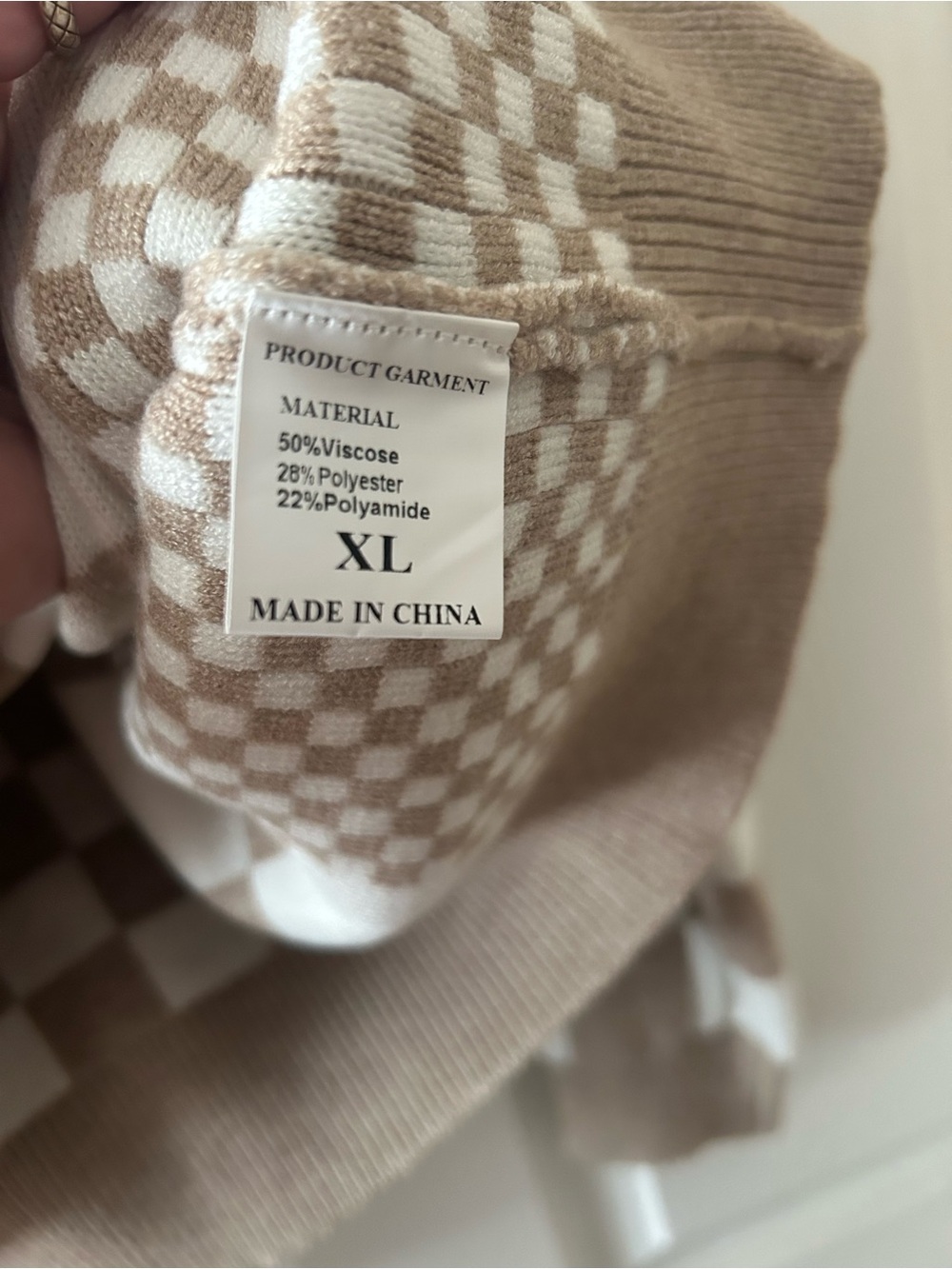 Love Soft Beige & Cream Checkerboard Sweater - Picture 5 of 5